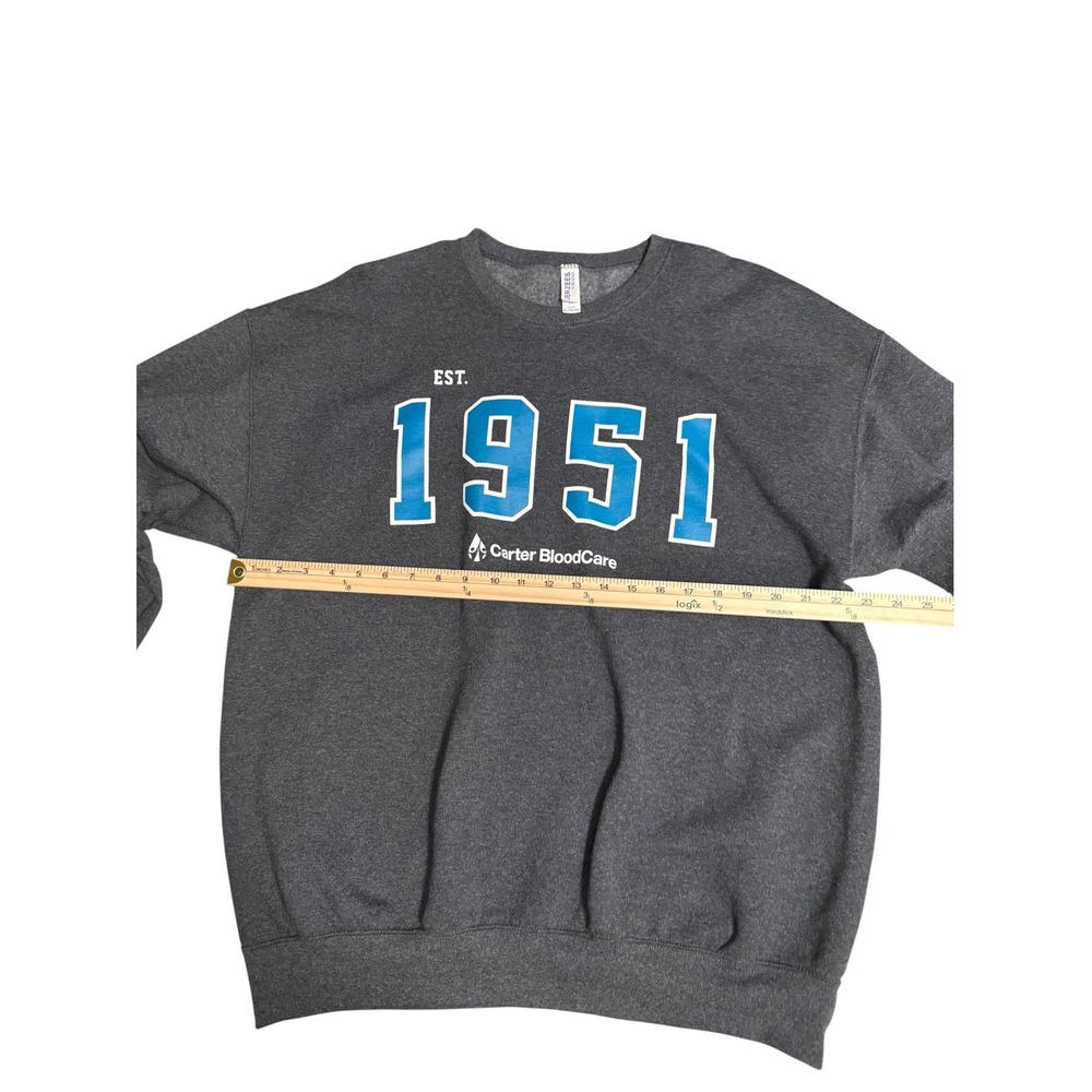 Jerzees NuBlend EST 1951 Carter BloodCare Sweatshirt XL Gray Crewneck Pullover - Picture 4 of 6